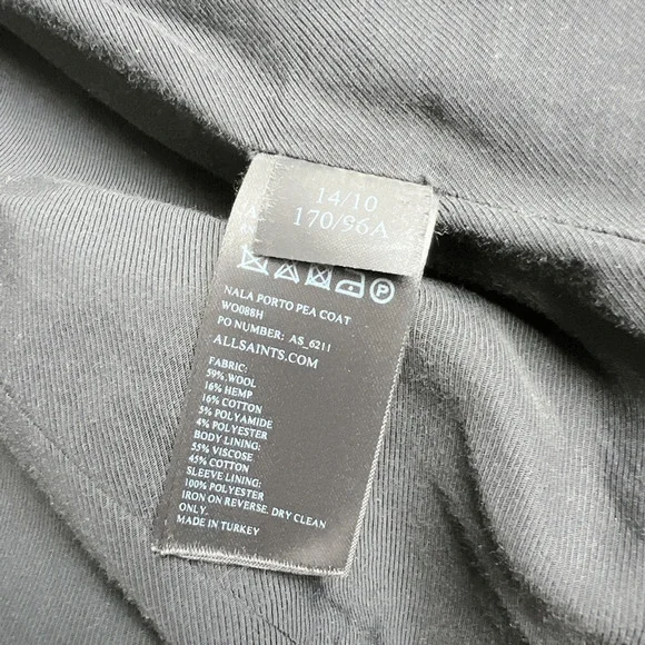 Allsaints Nala Porto Double Breasted Womens Pea Coat